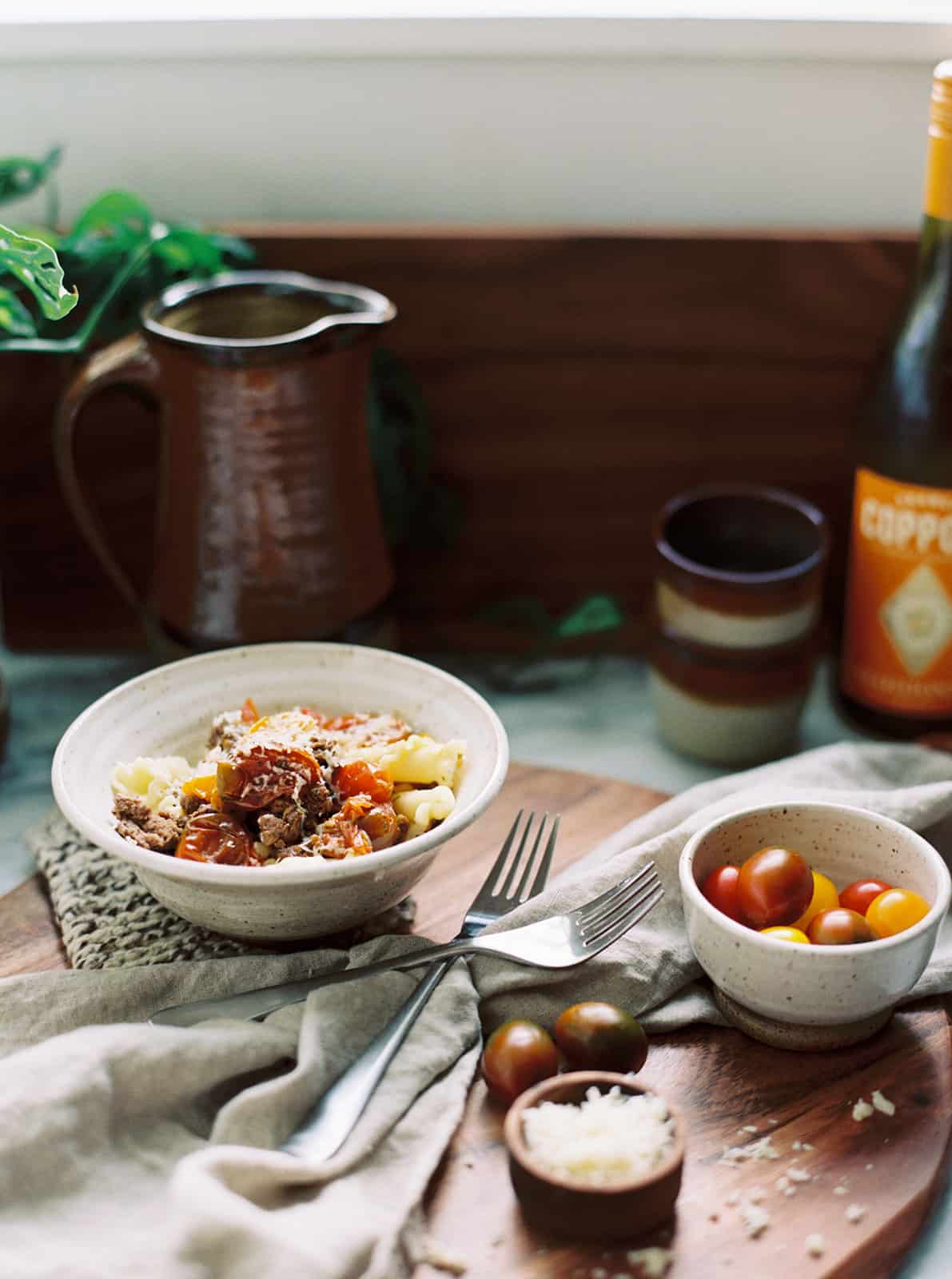Easy Venison Pasta Recipe with Sun Gold Tomatoes | Find the recipe at everlyraine.com by Katie O. Selvidge